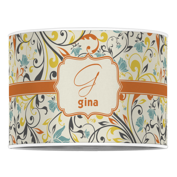 Swirly Floral 16" Drum Lampshade - FRONT (Poly Film)
