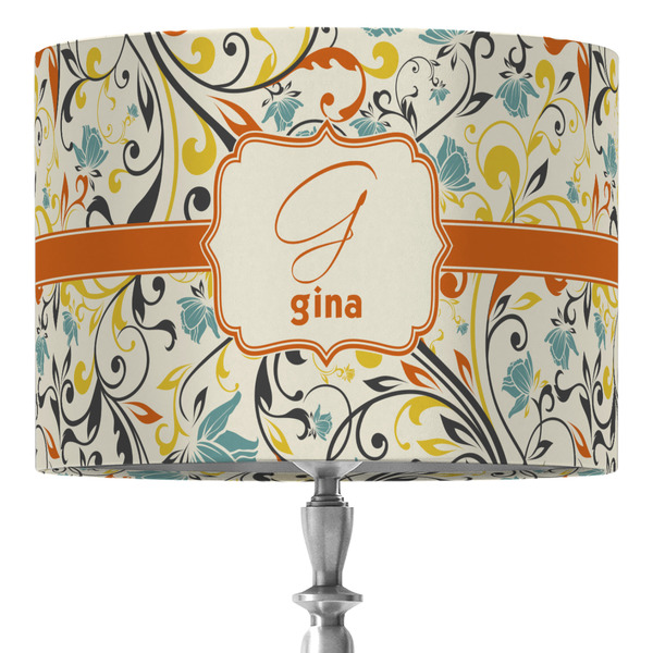 Custom Swirly Floral 16" Drum Lamp Shade - Fabric (Personalized)