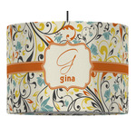 Swirly Floral 16" Drum Pendant Lamp - Fabric (Personalized)