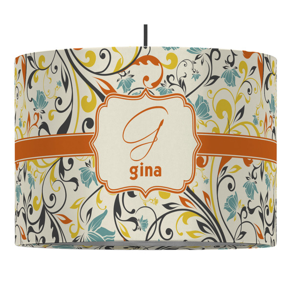 Custom Swirly Floral Drum Pendant Lamp (Personalized)