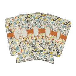 Swirly Floral Can Cooler (16 oz) - Set of 4 (Personalized)