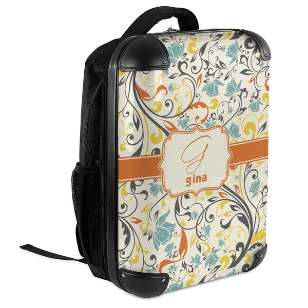 Swirly Floral 18" Hard Shell Backpacks - ANGLED VIEW