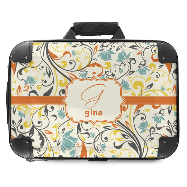 Custom Swirly Floral Hard Shell Briefcase - 18" (Personalized)