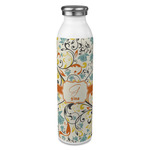 Swirly Floral 20oz Stainless Steel Water Bottle - Full Print (Personalized)