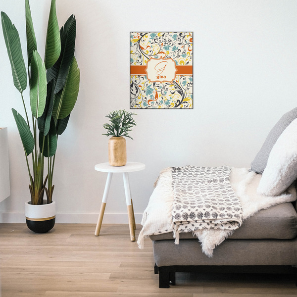 Swirly Floral 20x24 Wood Print - In Context