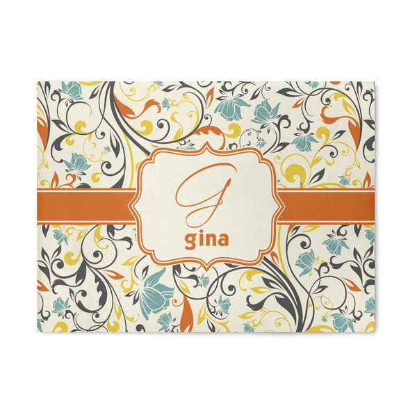 Custom Swirly Floral 5' x 7' Patio Rug (Personalized)