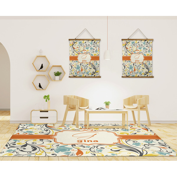 Swirly Floral 8'x10' Indoor Area Rugs - IN CONTEXT