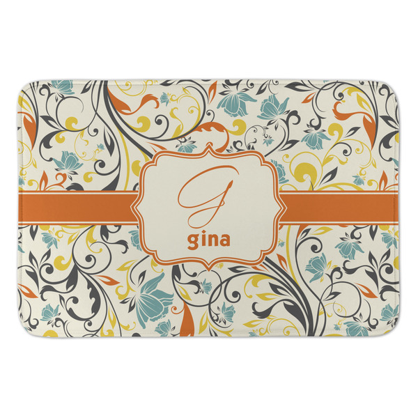 Custom Swirly Floral Anti-Fatigue Kitchen Mat (Personalized)