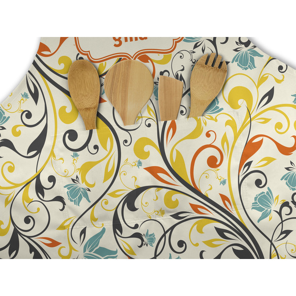 Swirly Floral Apron - Pocket Detail with Props