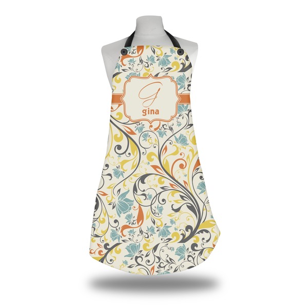 Custom Swirly Floral Apron w/ Name and Initial