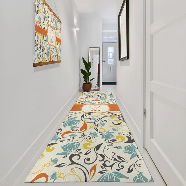 Swirly Floral Area Rug Sizes - In Context (vertical)