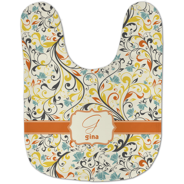 Swirly Floral Baby Bib - AFT flat
