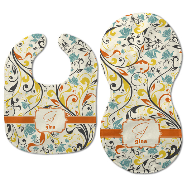 Swirly Floral Baby Bib & Burp Set - Approval (new bib & burp)