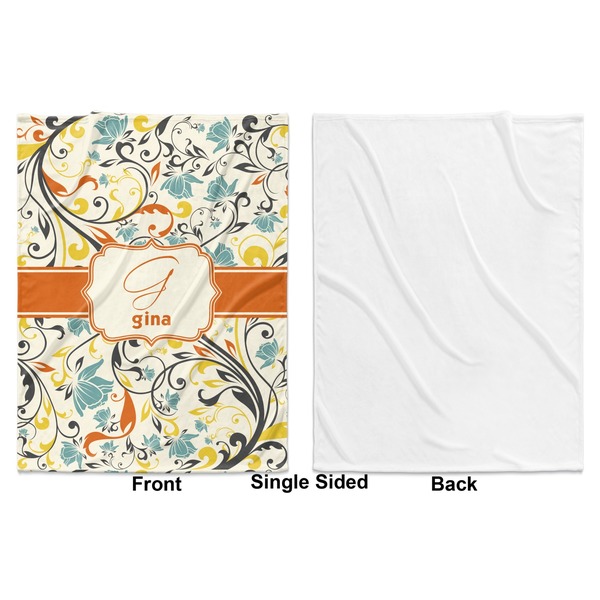 Swirly Floral Baby Blanket (Single Side - Printed Front, White Back)
