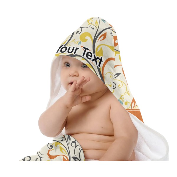 Swirly Floral Baby Hooded Towel on Child