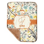 Swirly Floral Sherpa Baby Blanket - 30" x 40" w/ Name and Initial