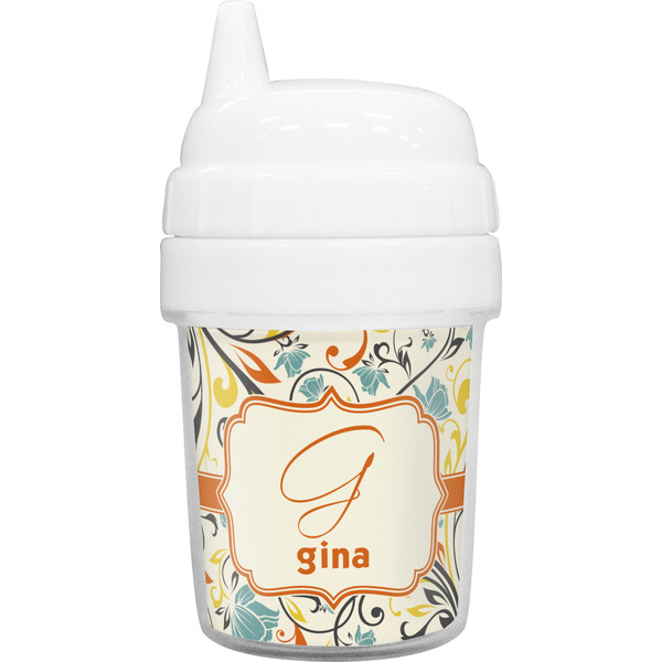 Custom Swirly Floral Baby Sippy Cup (Personalized)