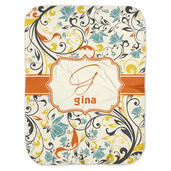 Custom Swirly Floral Baby Swaddling Blanket (Personalized)