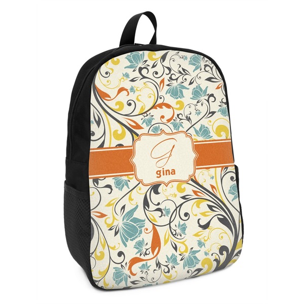 Custom Swirly Floral Kids Backpack (Personalized)