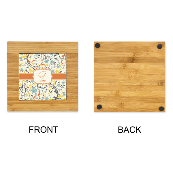 Swirly Floral Bamboo Trivet with 6" Tile - APPROVAL