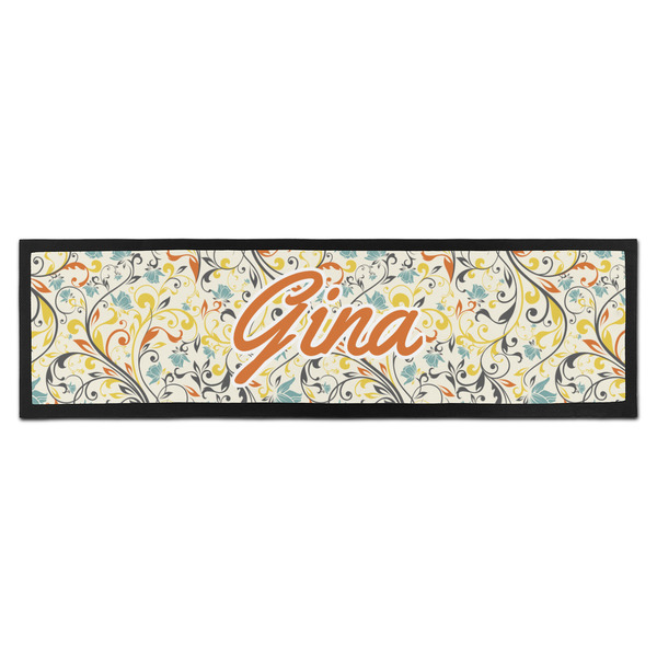 Custom Swirly Floral Bar Mat (Personalized)