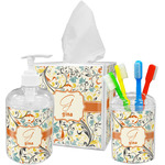 Swirly Floral Acrylic Bathroom Accessories Set w/ Name and Initial