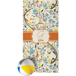 Swirly Floral Beach Towel (Personalized)