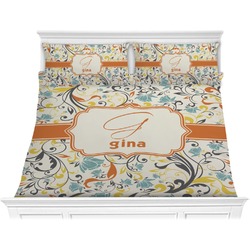 Swirly Floral Comforter Set - King (Personalized)