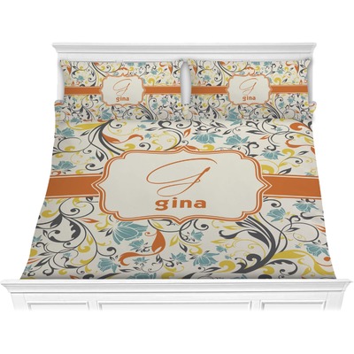 Swirly Floral Comforter Set - King (Personalized)
