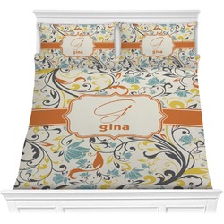 Swirly Floral Comforter Set - Full / Queen (Personalized)
