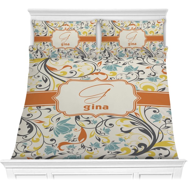 Custom Swirly Floral Comforter Set - Full / Queen (Personalized)