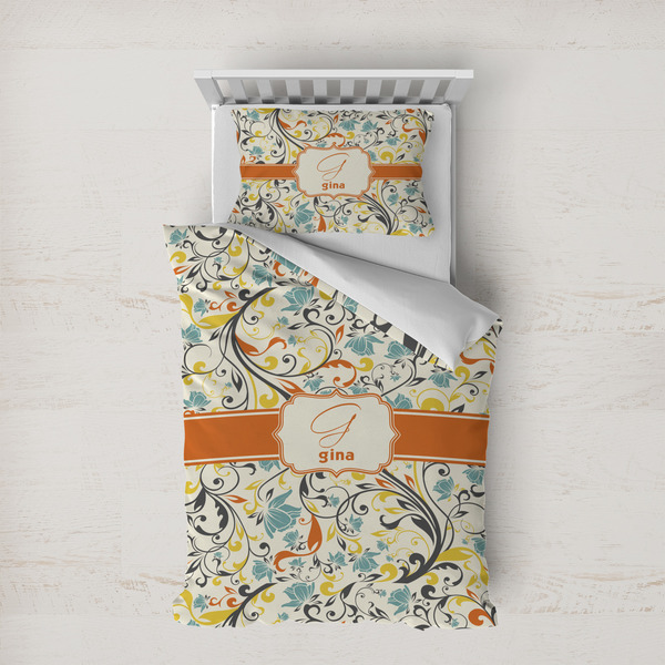 Custom Swirly Floral Duvet Cover Set - Twin XL (Personalized)