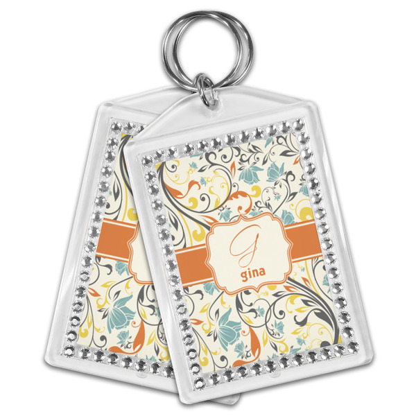 Swirly Floral Bling Keychain - MAIN