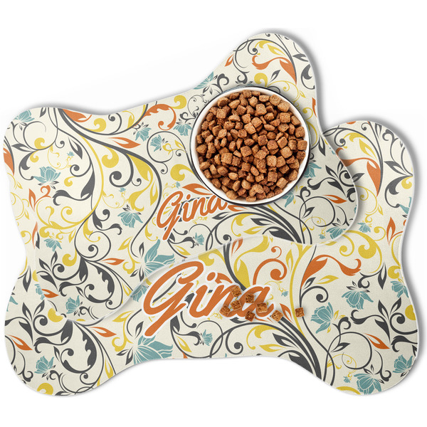 Swirly Floral Bone Shaped Dog Mats - MAIN