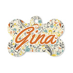 Swirly Floral Bone Shaped Dog ID Tag - Small (Personalized)