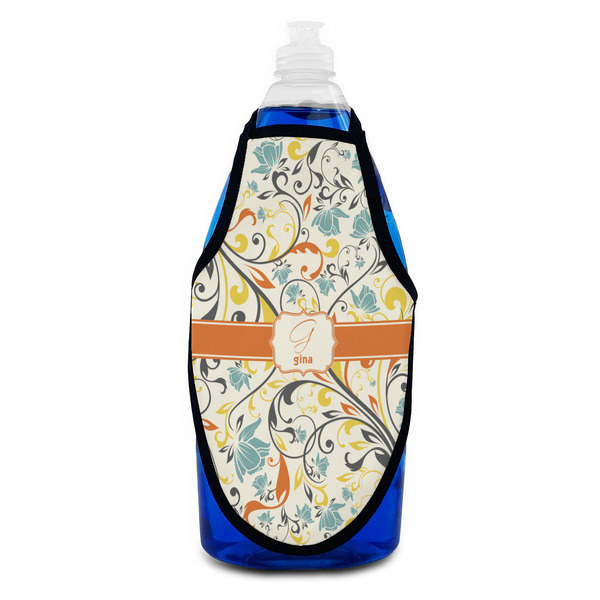 Swirly Floral Bottle Apron - Soap - FRONT