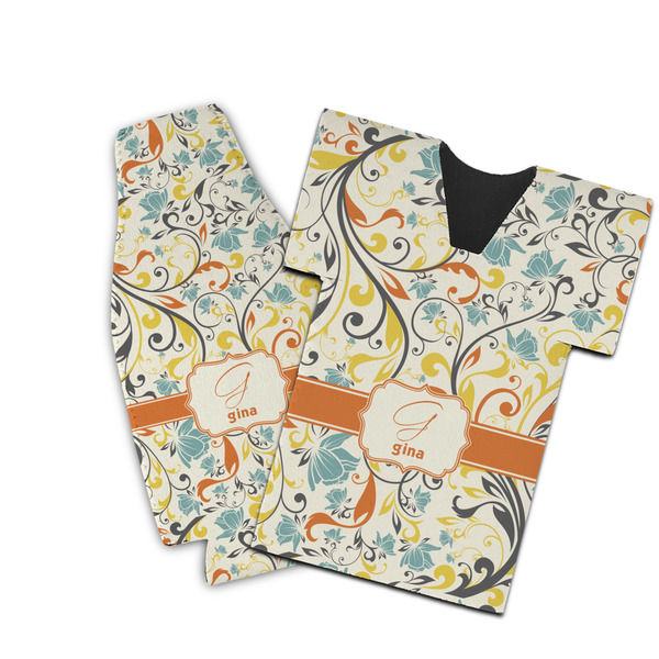 Custom Swirly Floral Bottle Cooler (Personalized)