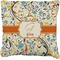 Swirly Floral Burlap Pillow 18"