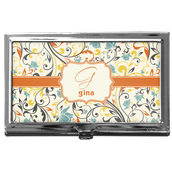 Custom Swirly Floral Business Card Case