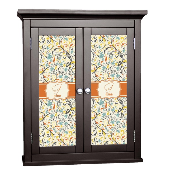 Custom Swirly Floral Cabinet Decal - Medium (Personalized)