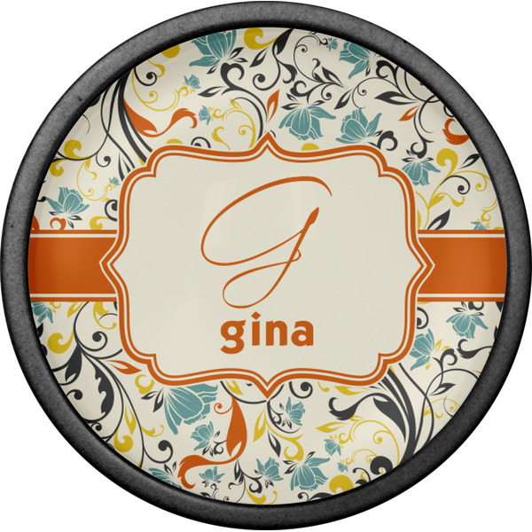 Swirly Floral Cabinet Knob - Black - Front