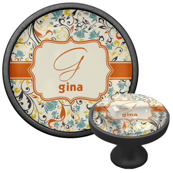 Swirly Floral Cabinet Knob - Black - Multi Angle