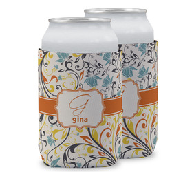 Swirly Floral Can Cooler (12 oz) w/ Name and Initial