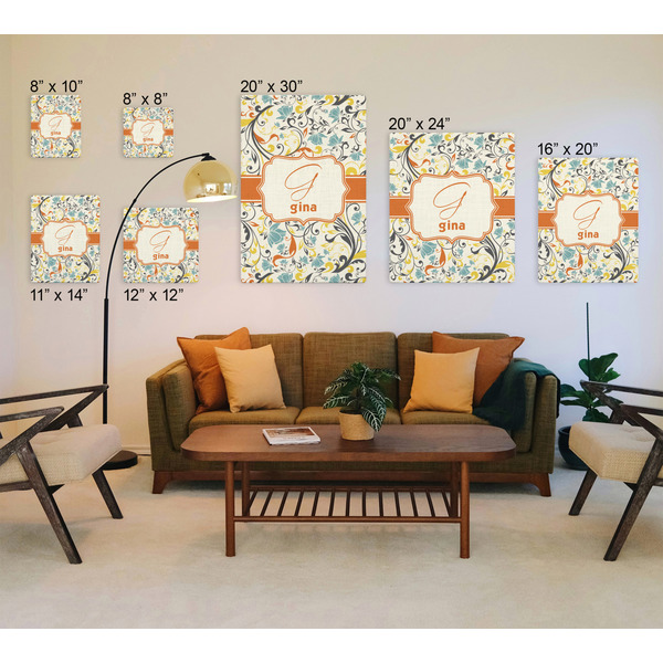 Swirly Floral Canvas Prints - Multiple Sizes