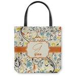 Swirly Floral Canvas Tote Bag - Medium - 16"x16" (Personalized)