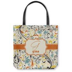 Swirly Floral Canvas Tote Bag (Personalized)