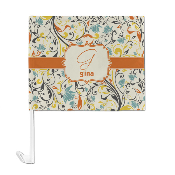 Swirly Floral Car Flag - Large - FRONT
