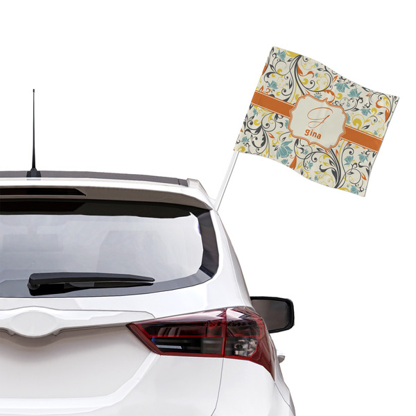 Swirly Floral Car Flag - Large - LIFESTYLE