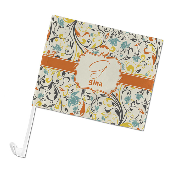 Custom Swirly Floral Car Flag - Large (Personalized)