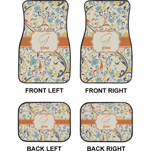 Swirly Floral Car Floor Mats Set (2F + 2B)